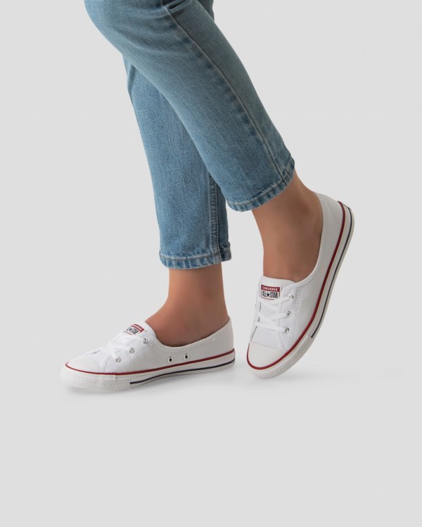 Converse Chuck Taylor All Star Dainty Ballet Lace Slip Hvide Sko Danmark - Converse Lave Sneakers Da